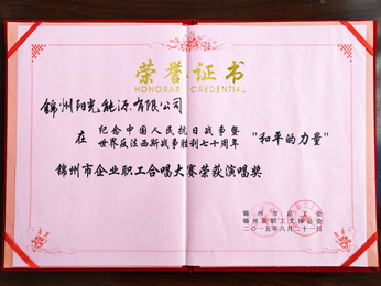 2015錦州市企業(yè)職員合唱大會演唱賞を獲得。