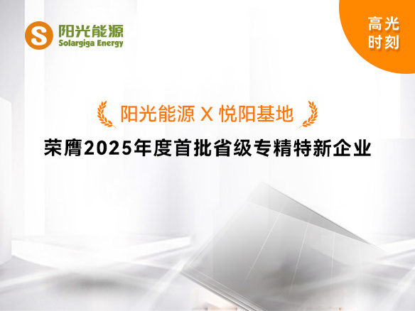 高光時(shí)刻 | 陽(yáng)光能源悅陽(yáng)基地榮膺2025年度首批省級(jí)專精特新企業(yè)